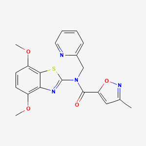 molecular formula C20H18N4O4S B2691090 N-(4,7-dimethoxybenzo[d]thiazol-2-yl)-3-methyl-N-(pyridin-2-ylmethyl)isoxazole-5-carboxamide CAS No. 946317-41-5