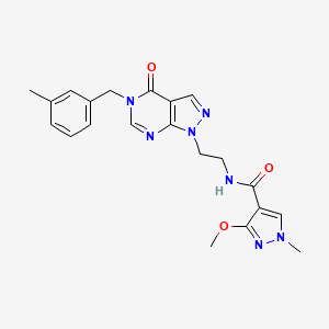 molecular formula C21H23N7O3 B2691092 3-methoxy-1-methyl-N-(2-(5-(3-methylbenzyl)-4-oxo-4,5-dihydro-1H-pyrazolo[3,4-d]pyrimidin-1-yl)ethyl)-1H-pyrazole-4-carboxamide CAS No. 1207051-58-8