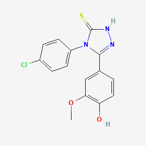 molecular formula C15H12ClN3O2S B2691094 4-(4-Chlorophenyl)-5-(4-hydroxy-3-methoxyphenyl)-2,4-dihydro-3H-1,2,4-triazole-3-thione CAS No. 1797861-58-5