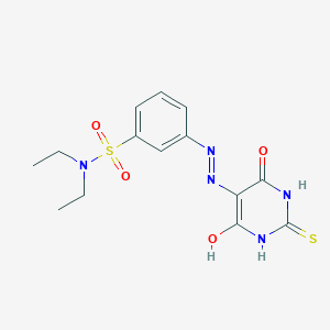 molecular formula C14H17N5O4S2 B2691097 3-(2-(4,6-dioxo-2-thioxotetrahydropyrimidin-5(2H)-ylidene)hydrazinyl)-N,N-diethylbenzenesulfonamide CAS No. 326912-28-1