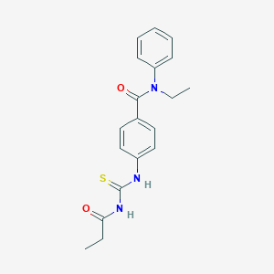 molecular formula C19H21N3O2S B269110 N-ethyl-N-phenyl-4-[(propanoylcarbamothioyl)amino]benzamide 