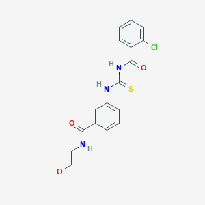 molecular formula C18H18ClN3O3S B269111 2-chloro-N-({3-[(2-methoxyethyl)carbamoyl]phenyl}carbamothioyl)benzamide 