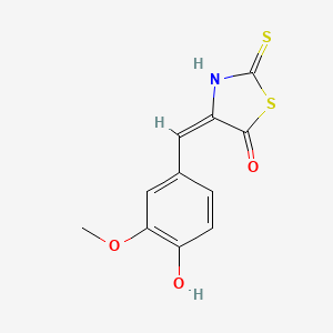 molecular formula C11H9NO3S2 B2691111 4-((4-Hydroxy-3-methoxyphenyl)methylene)-2-thioxo-1,3-thiazolidin-5-one CAS No. 1159976-60-9