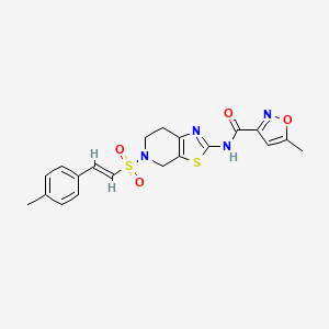 molecular formula C20H20N4O4S2 B2691135 (E)-5-甲基-N-(5-((4-甲基芳基乙烯基)磺酰)-4,5,6,7-四氢噻唑并[5,4-c]吡啶-2-基)异噁唑酮-3-甲酰胺 CAS No. 1396891-02-3