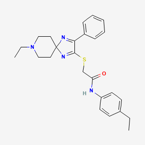 molecular formula C25H30N4OS B2691151 2-((8-乙基-3-苯基-1,4,8-三氮杂螺[4.5]癸-1,3-二烯-2-基)硫)-N-(4-乙基苯基)乙酰胺 CAS No. 1189881-44-4