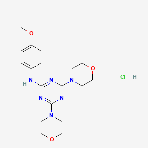 molecular formula C19H27ClN6O3 B2691154 N-(4-ethoxyphenyl)-4,6-dimorpholino-1,3,5-triazin-2-amine hydrochloride CAS No. 1179460-92-4