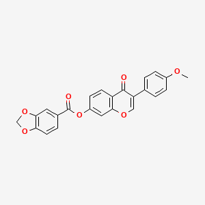 molecular formula C24H16O7 B2691186 3-(4-methoxyphenyl)-4-oxo-4H-chromen-7-yl 1,3-benzodioxole-5-carboxylate CAS No. 637752-87-5