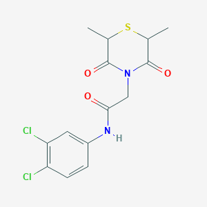 molecular formula C14H14Cl2N2O3S B2691199 N-(3,4-dichlorophenyl)-2-(2,6-dimethyl-3,5-dioxothiomorpholin-4-yl)acetamide CAS No. 868215-59-2