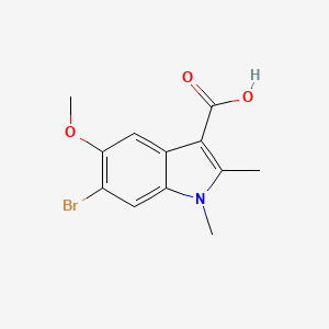molecular formula C12H12BrNO3 B2691204 6-Bromo-5-methoxy-1,2-dimethyl-1H-indole-3-carboxylic acid CAS No. 111083-28-4