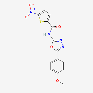molecular formula C14H10N4O5S B2691209 N-[5-(4-甲氧基苯基)-1,3,4-噁二唑-2-基]-5-硝基噻吩-2-羧酰胺 CAS No. 921122-86-3