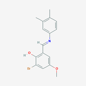 molecular formula C16H16BrNO2 B2691228 2-Bromo-6-{[(3,4-dimethylphenyl)imino]methyl}-4-methoxybenzenol CAS No. 477848-05-8