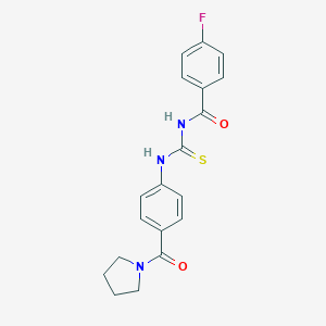 molecular formula C19H18FN3O2S B269123 4-fluoro-N-{[4-(pyrrolidin-1-ylcarbonyl)phenyl]carbamothioyl}benzamide 