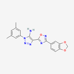 molecular formula C19H16N6O3 B2691235 4-[3-(2H-1,3-benzodioxol-5-yl)-1,2,4-oxadiazol-5-yl]-1-(3,5-dimethylphenyl)-1H-1,2,3-triazol-5-amine CAS No. 892762-61-7