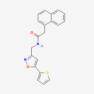 molecular formula C20H16N2O2S B2691237 2-(萘-1-基)-N-((5-(噻吩-2-基)异噁唑-3-基)甲基)乙酰胺 CAS No. 946341-40-8