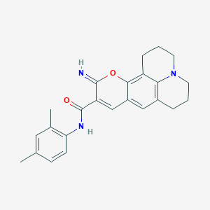 molecular formula C24H25N3O2 B2691243 N-(2,4-dimethylphenyl)-11-imino-2,3,5,6,7,11-hexahydro-1H-pyrano[2,3-f]pyrido[3,2,1-ij]quinoline-10-carboxamide CAS No. 866346-65-8