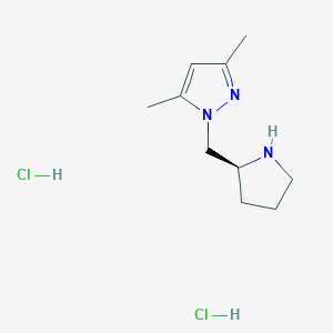 molecular formula C10H19Cl2N3 B2691249 3,5-Dimethyl-1-{[(2S)-pyrrolidin-2-yl]methyl}-1H-pyrazole dihydrochloride CAS No. 2044705-33-9