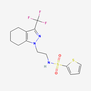 molecular formula C14H16F3N3O2S2 B2691250 N-(2-(3-(trifluoromethyl)-4,5,6,7-tetrahydro-1H-indazol-1-yl)ethyl)thiophene-2-sulfonamide CAS No. 1797259-18-7