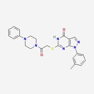 molecular formula C24H24N6O2S B2691251 2-((4-hydroxy-1-(m-tolyl)-1H-pyrazolo[3,4-d]pyrimidin-6-yl)thio)-1-(4-phenylpiperazin-1-yl)ethanone CAS No. 922842-13-5