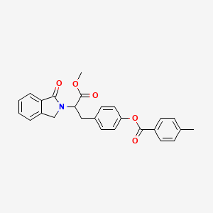 molecular formula C26H23NO5 B2691252 4-[3-methoxy-3-oxo-2-(1-oxo-1,3-dihydro-2H-isoindol-2-yl)propyl]phenyl 4-methylbenzenecarboxylate CAS No. 477889-64-8