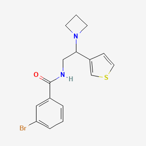 molecular formula C16H17BrN2OS B2691259 N-(2-(azetidin-1-yl)-2-(thiophen-3-yl)ethyl)-3-bromobenzamide CAS No. 2034573-62-9