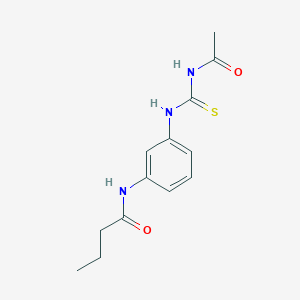 molecular formula C13H17N3O2S B269126 N-{3-[(acetylcarbamothioyl)amino]phenyl}butanamide 
