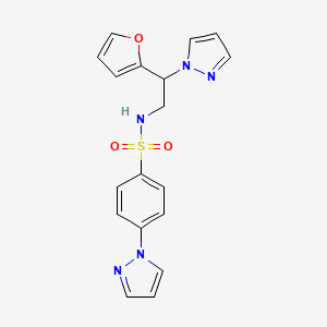 molecular formula C18H17N5O3S B2691269 N-(2-(呋喃-2-基)-2-(1H-吡唑-1-基)乙基)-4-(1H-吡唑-1-基)苯基磺酰胺 CAS No. 2034498-51-4