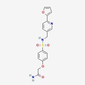 molecular formula C18H17N3O5S B2691270 2-(4-(N-((6-(呋喃-2-基)吡啶-3-基)甲基)砜基)苯氧基)乙酰胺 CAS No. 2034580-89-5