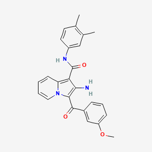 molecular formula C25H23N3O3 B2691277 2-氨基-N-(3,4-二甲基苯基)-3-(3-甲氧基苯甲酰)吲哩啉-1-甲酰胺 CAS No. 903342-53-0