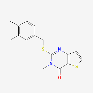 molecular formula C16H16N2OS2 B2691280 2-[(3,4-二甲基苯甲基)砜基]-3-甲基噻吩并[3,2-d]嘧啶-4(3H)-酮 CAS No. 1326888-38-3