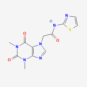 molecular formula C12H12N6O3S B2691285 2-(1,3-二甲基-2,6-二氧代-1,2,3,6-四氢-7H-嘌呤-7-基)-N-(1,3-噻嗪-2-基)乙酰胺 CAS No. 314042-97-2