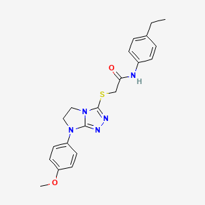 molecular formula C21H23N5O2S B2691298 N-(4-乙基苯基)-2-((7-(4-甲氧苯基)-6,7-二氢-5H-咪唑并[2,1-c][1,2,4]三唑-3-基)硫代)乙酰胺 CAS No. 921789-12-0