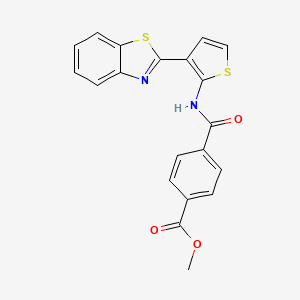 molecular formula C20H14N2O3S2 B2691299 甲基-4-((3-(苯并[d]噻唑-2-基)硫代-2-基)羰基)苯甲酸酯 CAS No. 922457-35-0