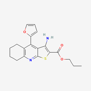 molecular formula C19H20N2O3S B2691302 丙基-3-氨基-4-(呋喃-2-基)-5,6,7,8-四氢噻吩[2,3-b]喹啉-2-羧酸酯 CAS No. 434294-34-5