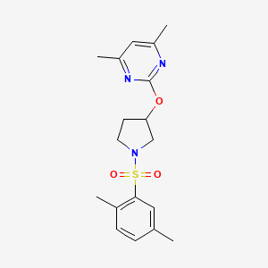 molecular formula C18H23N3O3S B2691307 2-((1-((2,5-二甲基苯基)磺酰)吡咯烷-3-基)氧基)-4,6-二甲基嘧啶 CAS No. 2034476-09-8