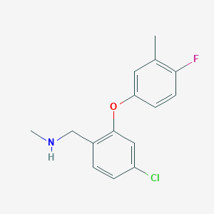 molecular formula C15H15ClFNO B2691319 1-(4-chloro-2-(4-fluoro-3-methylphenoxy)phenyl)-N-methylmethanamine CAS No. 1085313-99-0