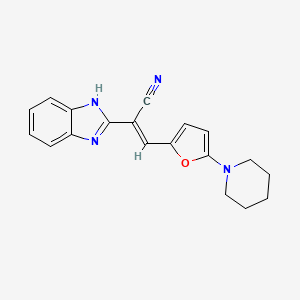 molecular formula C19H18N4O B2691335 (2E)-2-(1H-benzimidazol-2-yl)-3-[5-(piperidin-1-yl)furan-2-yl]prop-2-enenitrile CAS No. 477535-51-6