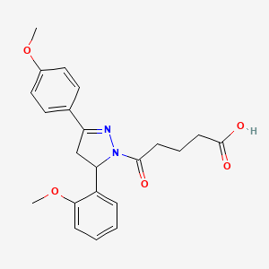 molecular formula C22H24N2O5 B2691336 5-(5-(2-methoxyphenyl)-3-(4-methoxyphenyl)-4,5-dihydro-1H-pyrazol-1-yl)-5-oxopentanoic acid CAS No. 333304-94-2