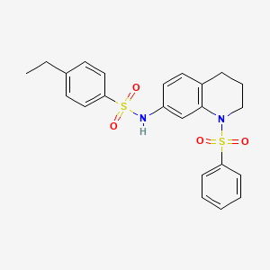 molecular formula C23H24N2O4S2 B2691341 4-ethyl-N-(1-(phenylsulfonyl)-1,2,3,4-tetrahydroquinolin-7-yl)benzenesulfonamide CAS No. 946293-09-0