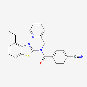 molecular formula C23H18N4OS B2691346 4-cyano-N-(4-ethylbenzo[d]thiazol-2-yl)-N-(pyridin-2-ylmethyl)benzamide CAS No. 899735-22-9