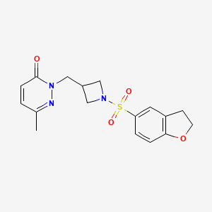 molecular formula C17H19N3O4S B2691359 2-{[1-(2,3-二氢-1-苯并呋喃-5-磺酰)氮杂环丁烷-3-基]甲基}-6-甲基-2,3-二氢吡啉-3-酮 CAS No. 2200544-82-5