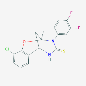 molecular formula C17H13ClF2N2OS B2691362 10-氯-3-(3,4-二氟苯基)-2-甲基-5,6-二氢-2H-2,6-甲基苯并[1,3,5]噁二唑啉-4(3H)-硫酮 CAS No. 933027-02-2