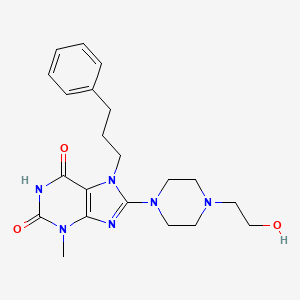 B2691368 8-(4-(2-hydroxyethyl)piperazin-1-yl)-3-methyl-7-(3-phenylpropyl)-1H-purine-2,6(3H,7H)-dione CAS No. 361174-84-7