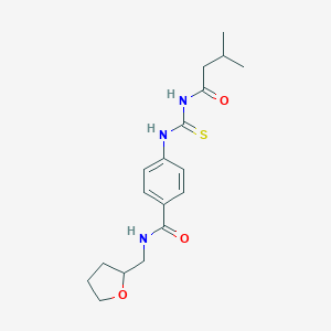 molecular formula C18H25N3O3S B269137 4-{[(3-methylbutanoyl)carbamothioyl]amino}-N-(tetrahydrofuran-2-ylmethyl)benzamide 