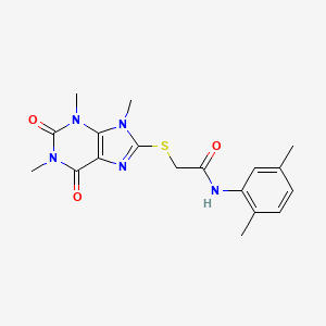 B2691371 N-(2,5-dimethylphenyl)-2-(1,3,9-trimethyl-2,6-dioxopurin-8-yl)sulfanylacetamide CAS No. 897453-18-8