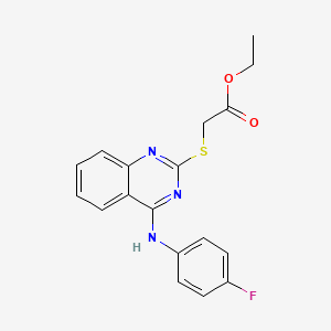 Ethyl 2-[4-(4-fluoroanilino)quinazolin-2-yl]sulfanylacetate