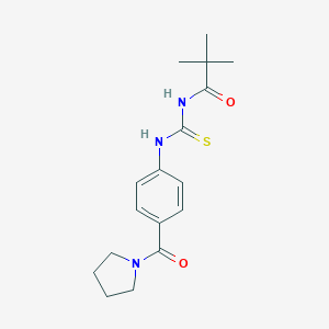 molecular formula C17H23N3O2S B269138 2,2-dimethyl-N-{[4-(pyrrolidin-1-ylcarbonyl)phenyl]carbamothioyl}propanamide 