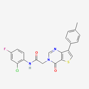 molecular formula C21H15ClFN3O2S B2691392 N-(2-chloro-4-fluorophenyl)-2-[7-(4-methylphenyl)-4-oxothieno[3,2-d]pyrimidin-3(4H)-yl]acetamide CAS No. 1207013-35-1