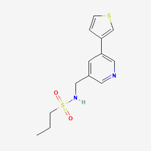 molecular formula C13H16N2O2S2 B2691393 N-((5-(thiophen-3-yl)pyridin-3-yl)methyl)propane-1-sulfonamide CAS No. 1795422-47-7