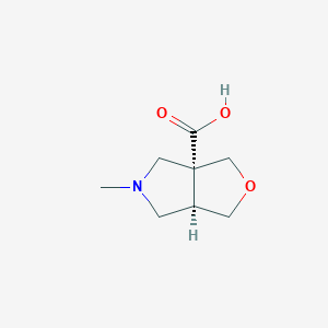 molecular formula C8H13NO3 B2691394 (3Ar,6aR)-5-methyl-3,4,6,6a-tetrahydro-1H-furo[3,4-c]pyrrole-3a-carboxylic acid CAS No. 2241139-71-7