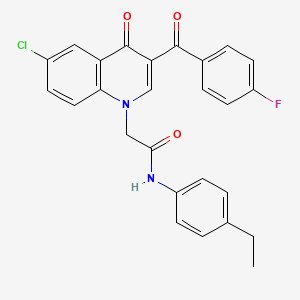 molecular formula C26H20ClFN2O3 B2691401 2-(6-chloro-3-(4-fluorobenzoyl)-4-oxoquinolin-1(4H)-yl)-N-(4-ethylphenyl)acetamide CAS No. 895639-52-8